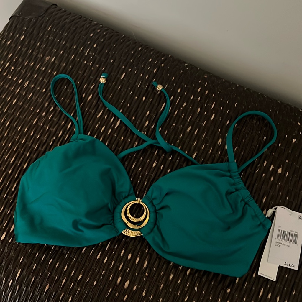 Nwt Sunshine 79 Ring Detail Bikini Top Green Swim Top Beach Pool Party Size 10